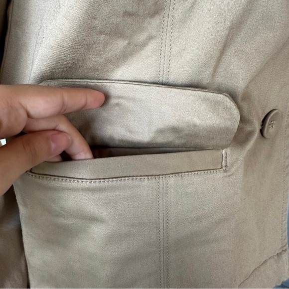 Chico's Astrine Khaki Tan Beaded Stretch Blazer Jacket. - Picture 5 of 8